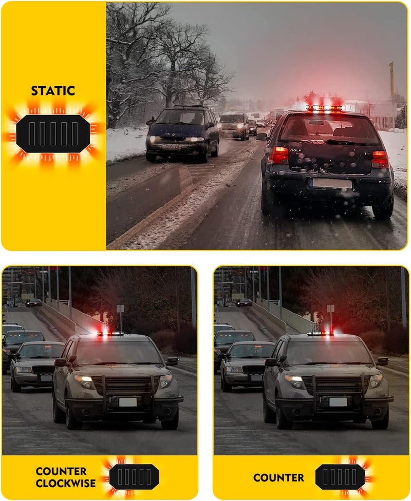 LUMENIX 42 LED Roof Top Strobe Beacon Light Bar Hazard Warning Emergency Flashing Firefighter Lights with Controller for First Responder Vehicles Fire Trucks Snowplow White Red (Patent Design) - Image 5